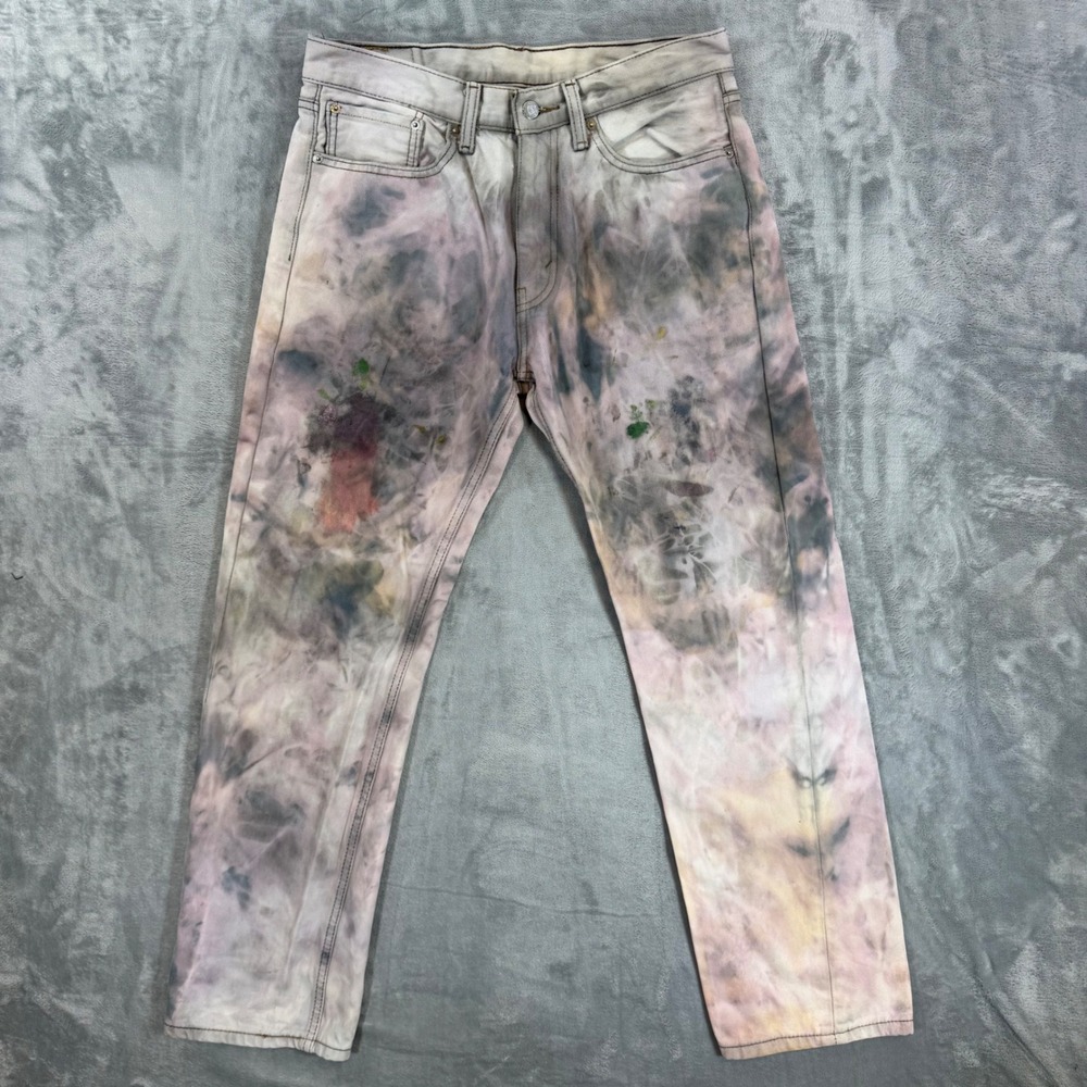 Levi's 505 Regular Fit Tie Dye Jeans Men's Size 34x32 Marbled Gray Pink